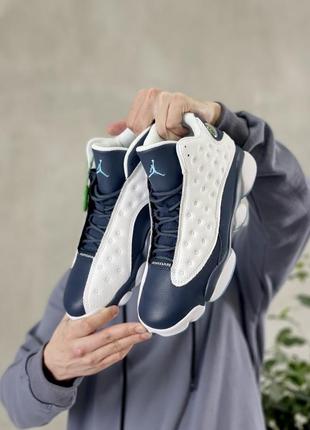 Мужские кроссовки air jordan retro 13 dark powder blue obsidian💙🤍3 фото