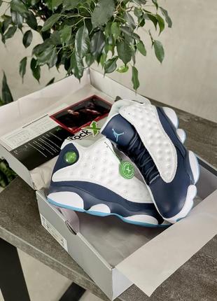 Мужские кроссовки air jordan retro 13 dark powder blue obsidian💙🤍4 фото