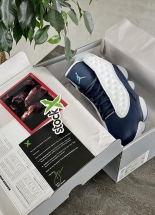 Мужские кроссовки air jordan retro 13 dark powder blue obsidian💙🤍6 фото