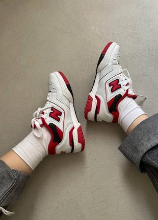 New balance 550 red брендові білі червоні кросівки беланс трендова модель жіночі трендові білі червоні кросівки