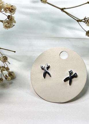 Мінімалістичні сережки-гвоздики сталеві "ножиці"