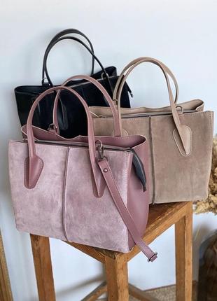 Стильная сумка пудрового (розового) цвета2 фото
