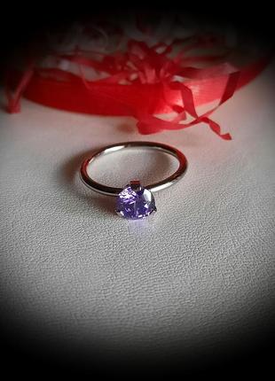 💍 16.5 ; 17 ; 17.6 ; 18.5 размер кольцо медицинская сталь хирургическая сталь цирконий сиреневый2 фото