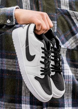 Мужские кроссовки nike air jordan retro 1 low white black 40-41-42-43-44-45