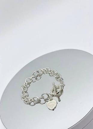 Браслет жіночий срібло 925 якірний ланцюг серце