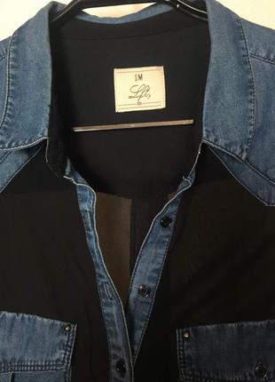 Невероятная шифоновая блуза с джинсовыми вставками от lft (lefties)3 фото