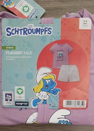 Пижама смурфы smurf костюм шорты и футболка германия 
р-р 98-104 см на 2-4 года