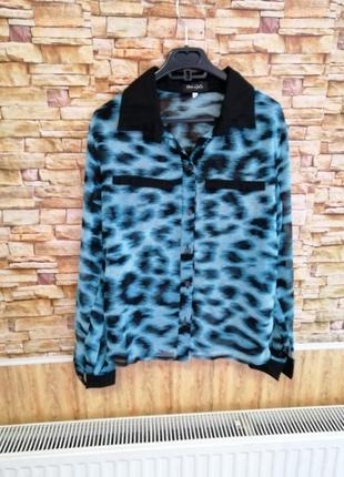 Блуза шифон принт леопард с имитацией карманов2 фото