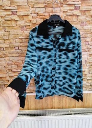 Блуза шифон принт леопард с имитацией карманов3 фото
