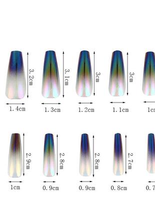 Накладные ногти - 24шт. + клей для ногтей, розово-голубые глянцевые типсы3 фото