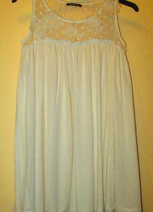 Акція 1+1=3 розпродаж красива біла блуза river island мереживо квіточки розмір 10