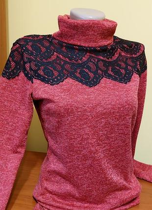 Гольф нарядный водолазка, свитер с кружевом