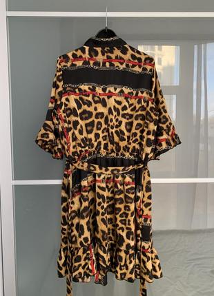 Платье леопард,декольте,с поясом,батал,большой размер5 фото