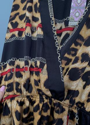 Платье леопард,декольте,с поясом,батал,большой размер9 фото