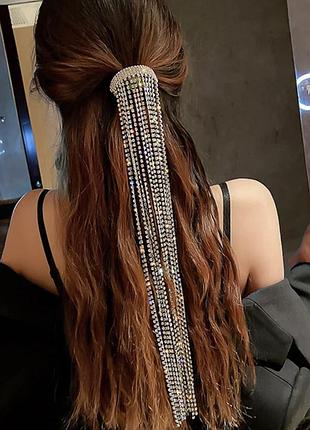 Заколка для хвоста волос стразы камни сваровски люкс качество
