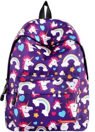 Яркий молодежный рюкзак для девушек, фиолетовый школьный рюкзак с единорогом unicorn violet