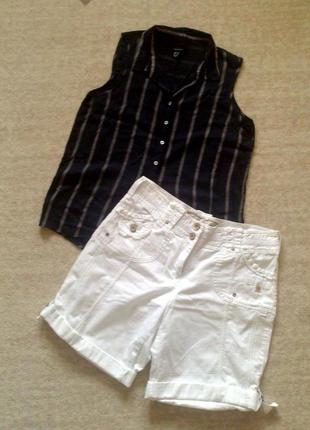 40-42р. белые шорты-капри из органического хлопка