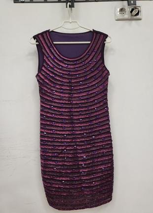 Сиреневое фиолетовое вечернее платье туника поетки камни6 фото