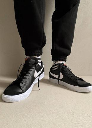 Мужские кожаные черно-белые кроссовки nike blazer low🆕найк блейзер лов10 фото