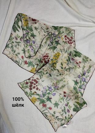 Шовковий шарф в квітковий принт з підписами назв рослин helen leigh