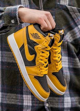 Мужские кроссовки nike air jordan retro 1 black yellow 40-41-42-43-44-45