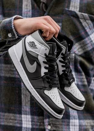 Женские кроссовки nike air jordan retro 1 black grey white 36-37-38-39-40-41