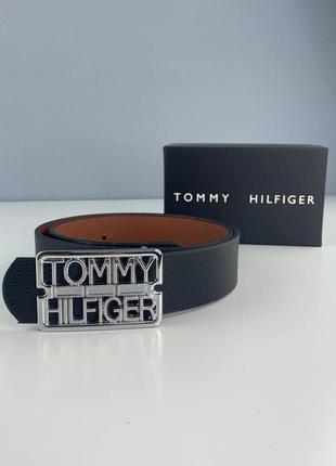 Чоловічий шкіряний ремінь tommy hilfiger брендовий пояс класична пряжка томмі хілфігер5 фото