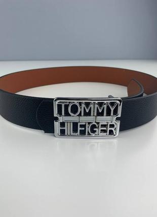 Чоловічий шкіряний ремінь tommy hilfiger брендовий пояс класична пряжка томмі хілфігер4 фото