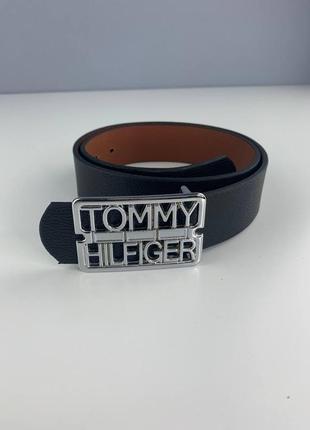 Чоловічий шкіряний ремінь tommy hilfiger брендовий пояс класична пряжка томмі хілфігер6 фото