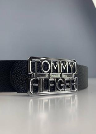 Чоловічий шкіряний ремінь tommy hilfiger брендовий пояс класична пряжка томмі хілфігер3 фото