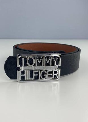 Чоловічий шкіряний ремінь tommy hilfiger брендовий пояс класична пряжка томмі хілфігер1 фото