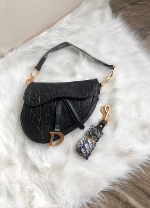 Saddle black logo брендовий чорна міні сумочка трендова модель жіноча чорна сумка відомий бренд