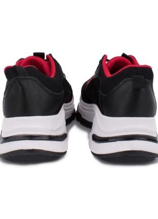 Стильные черные красные кроссовки на толстой подошве платформе модные кроссы сетка текстиль замшевые5 фото
