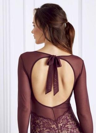 Красивый женский бордовый боди с рукавами. боді