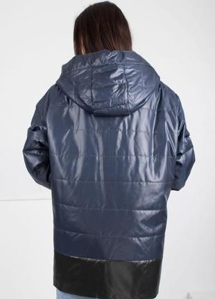 Стильная синяя осенняя весенняя демисезон куртка на синтепоне большой размер батал оверсайз 64 66 68 702 фото