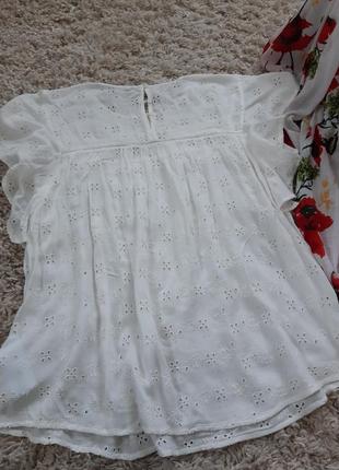 Очень красивая нежная белая блуза с прошвой, esprit,  p. 40-426 фото