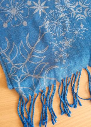 Жіноча блакитна пашміна палантин шарф хустка на плечі зимова голуба накидка зимова шаль шарфик зима4 фото