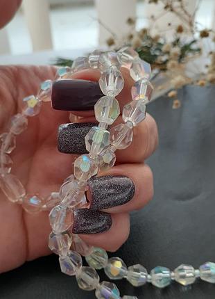 Чехословаччина! намисто 💎 вінтаж аврора бореаліс північне сяйво чехословаччина нитка грановані намистини аrt glass художнє скло9 фото