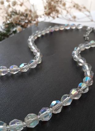 Чехословаччина! намисто 💎 вінтаж аврора бореаліс північне сяйво чехословаччина нитка грановані намистини аrt glass художнє скло3 фото