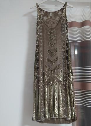 Шикарное вечернее платье, сетка с пайетками, красивый узор, needle & thread2 фото