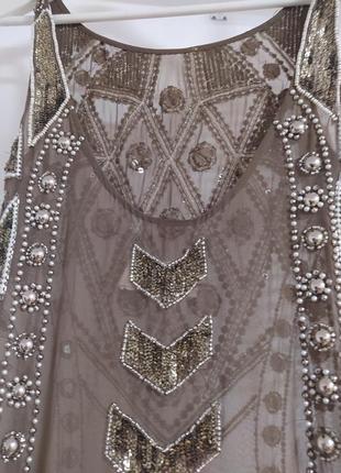 Шикарное вечернее платье, сетка с пайетками, красивый узор, needle & thread6 фото