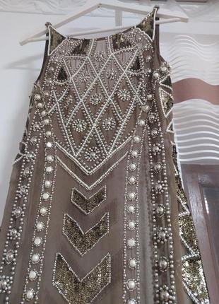 Шикарное вечернее платье, сетка с пайетками, красивый узор, needle & thread3 фото