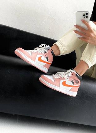 Nike air jordan 1 retro ‘pink/orange’ женские кроссовки найк аир джордан3 фото