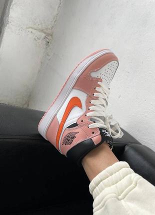 Nike air jordan 1 retro ‘pink/orange’ женские кроссовки найк аир джордан4 фото