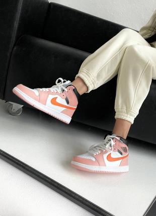 Nike air jordan 1 retro ‘pink/orange’ женские кроссовки найк аир джордан6 фото