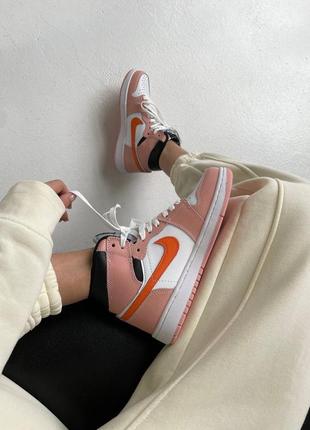 Nike air jordan 1 retro ‘pink/orange’ женские кроссовки найк аир джордан7 фото