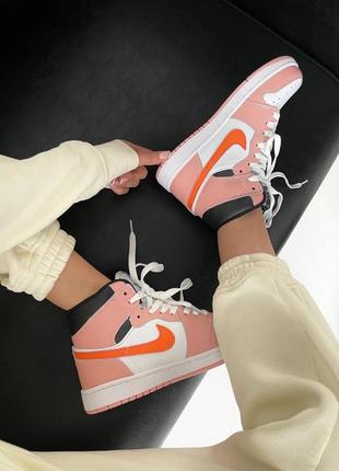 Nike air jordan 1 retro ‘pink/orange’ женские кроссовки найк аир джордан8 фото