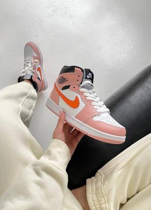 Nike air jordan 1 retro ‘pink/orange’ женские кроссовки найк аир джордан9 фото