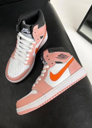 Nike air jordan 1 retro ‘pink/orange’ женские кроссовки найк аир джордан10 фото