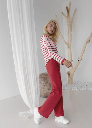 Женские вязанные брюки красного цвета. модель 2082 trikobakh bellise10 фото